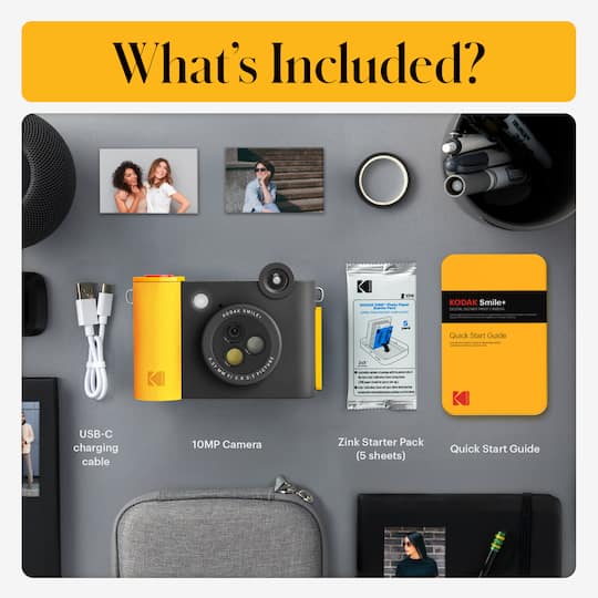 KODAK Smile+ Black Wireless Digital Instant Print Camera